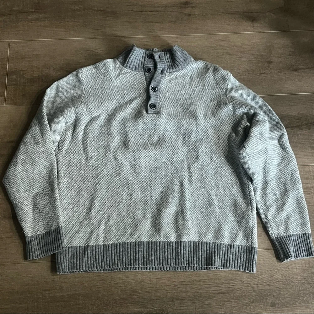Luca Nobili Italy Men XL Pullover Button Sweater Gray Wool Blend 46